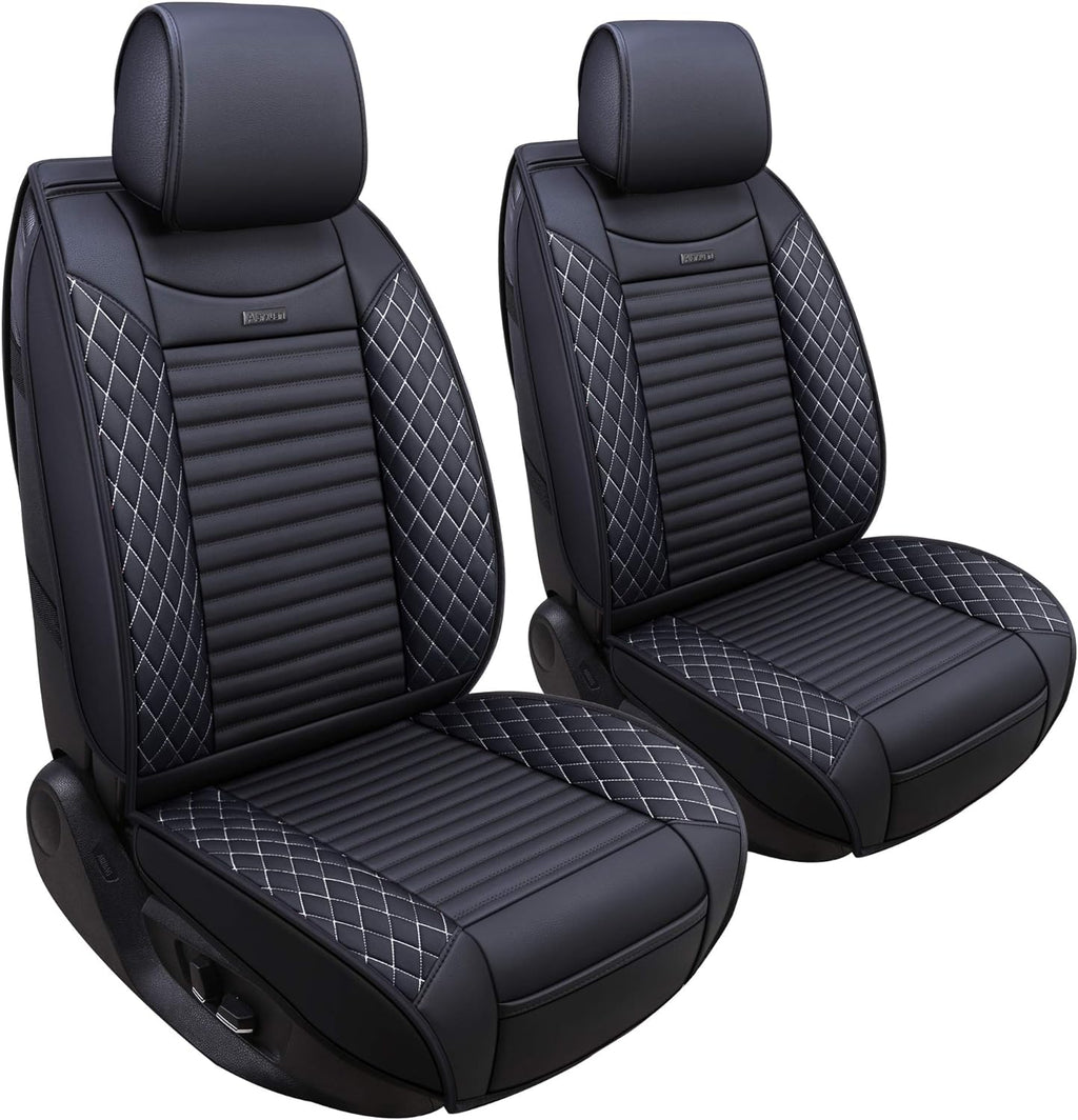 5 Car Seat Covers Full Set Waterproof Leather Universal Black S19664