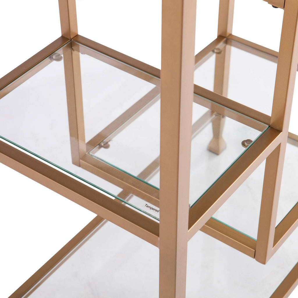 Gold Metal Glass Etagere Bookcase O540163
