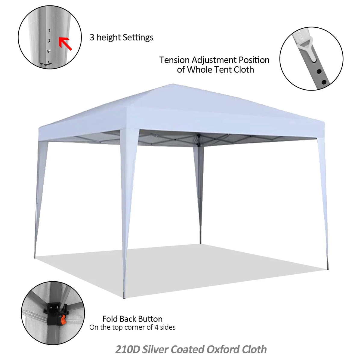 3 x 3m Four Sides Waterproof Tent White F2584