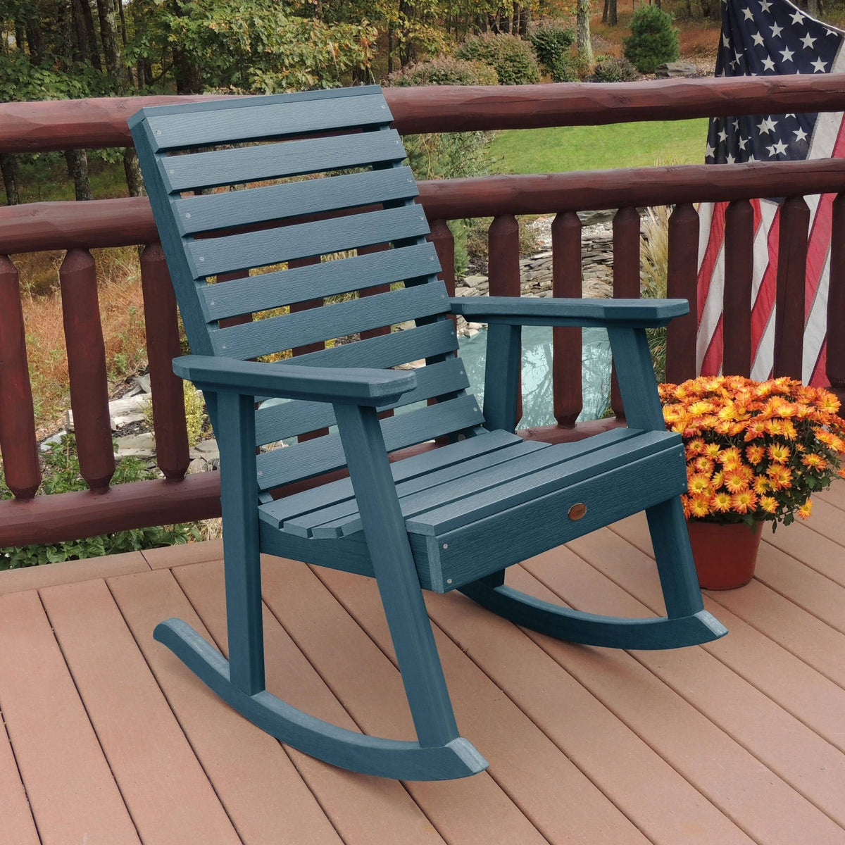 White Synthetic Wood Rocking Chair Q143