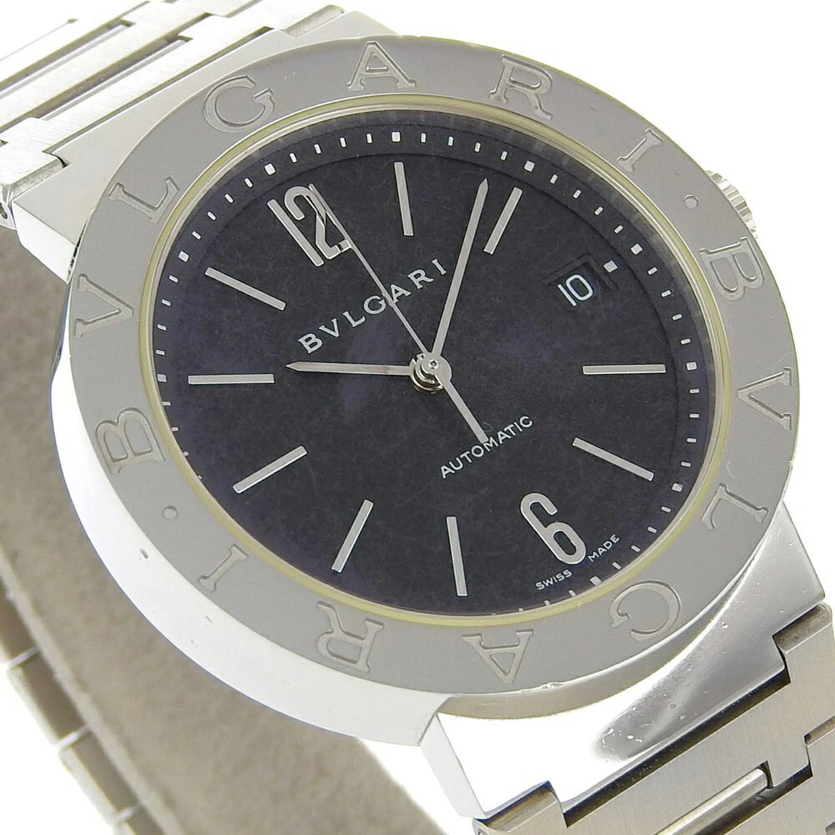 Pre-Owned Stainless Steel Automatic Winding Black Dial Men's Watch D18000