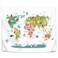 Animals World Map Wall Tapestry Z1358