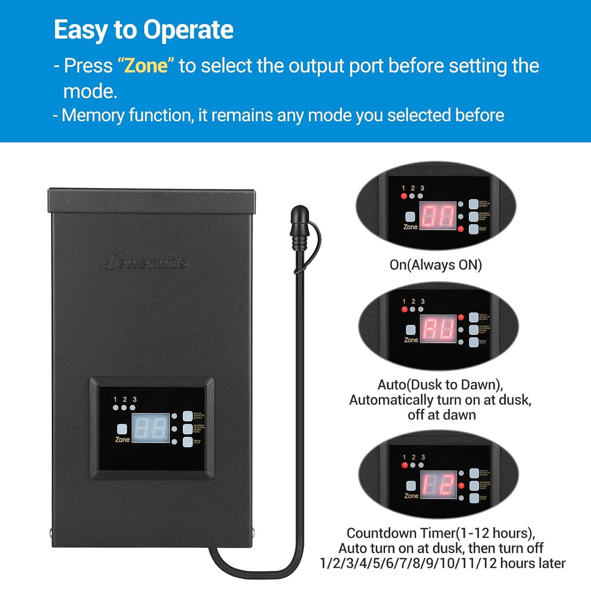 200W Low Voltage Landscape Transformer with Timer and Photocell Sensor X3031