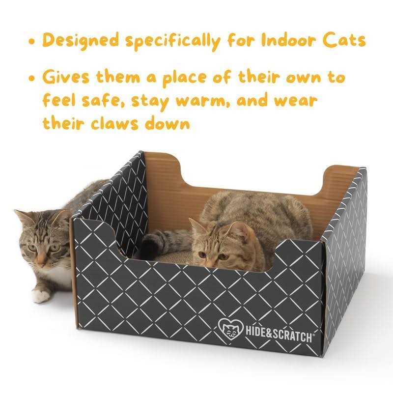 Extra-Large Heavy Duty Cardboard Cat Scratcher and Lounger Box with Refillable Scratch Pad S54035