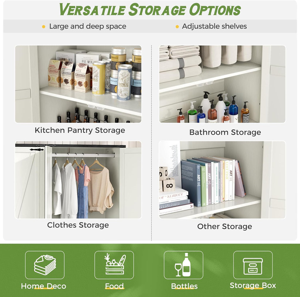 White 72" Wardrobe Closet with Doors J96740