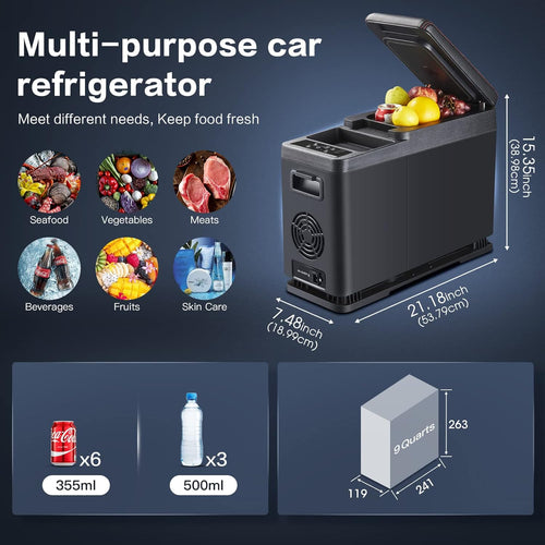 12 Volt Portable Car Refrigerator Freezer, 9 Quart R476