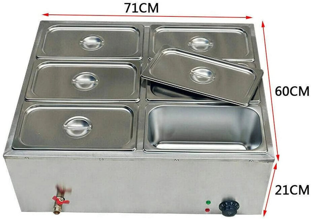 6 Pot Portable Food Warmer Steam Table Top 110V Y8616