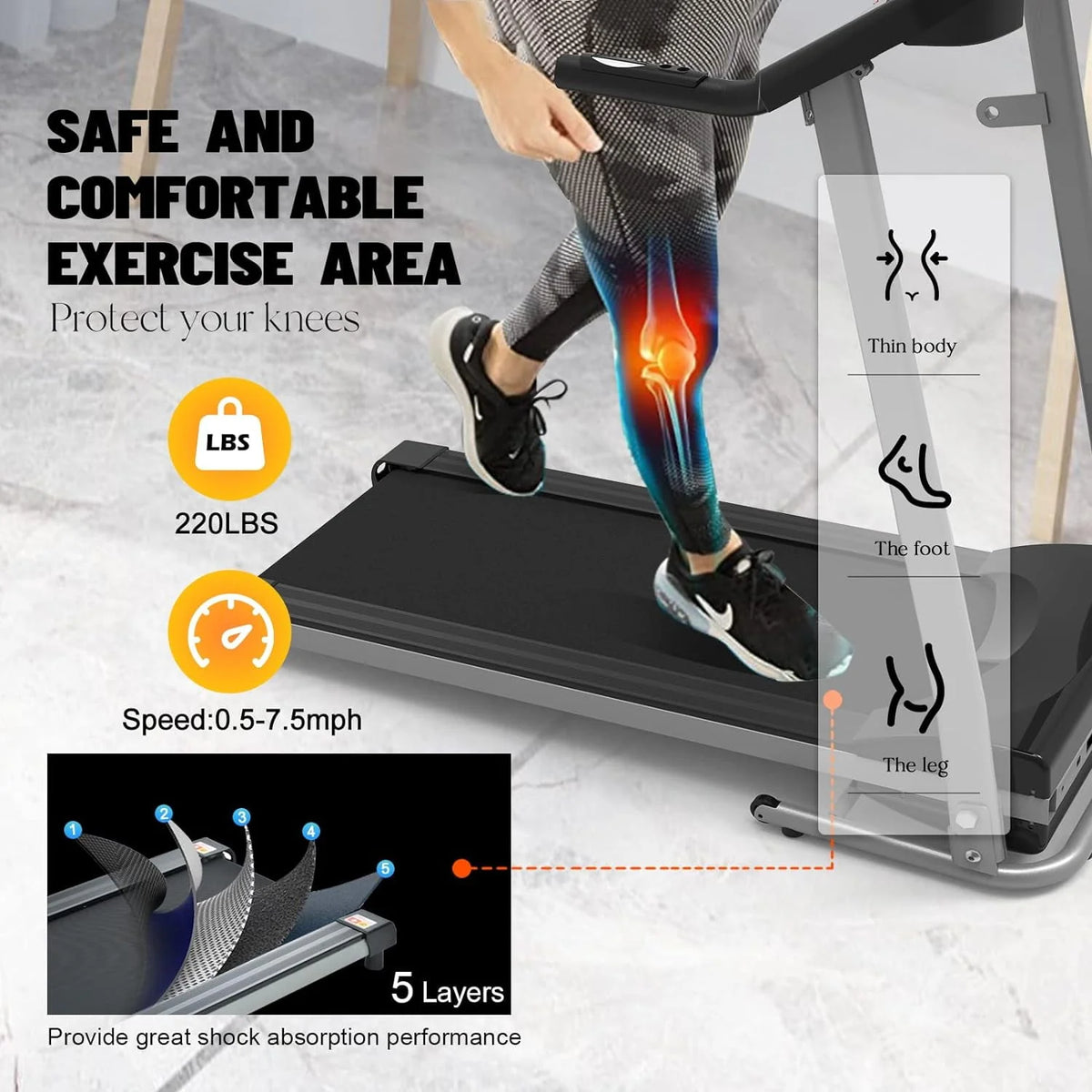 Folding Incline Electric Treadmill Black D42064