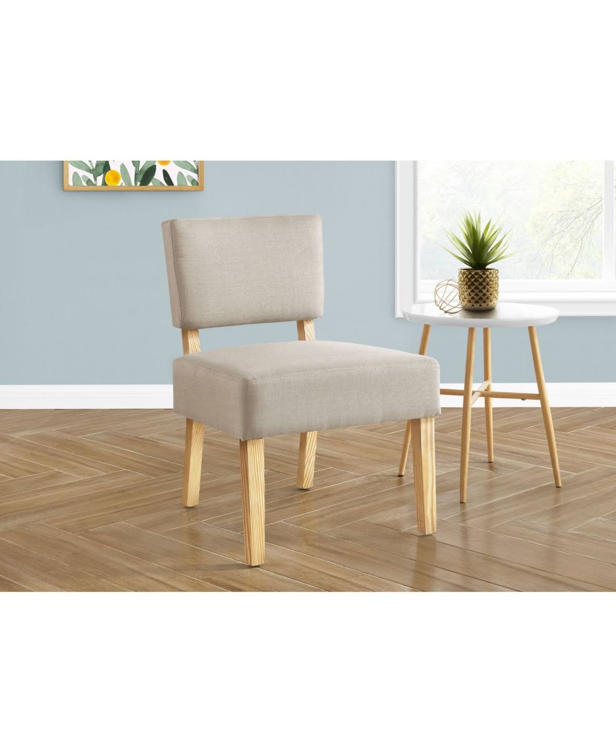 Light Green Fabric Accent Chair with Natural Wood Legs W5701