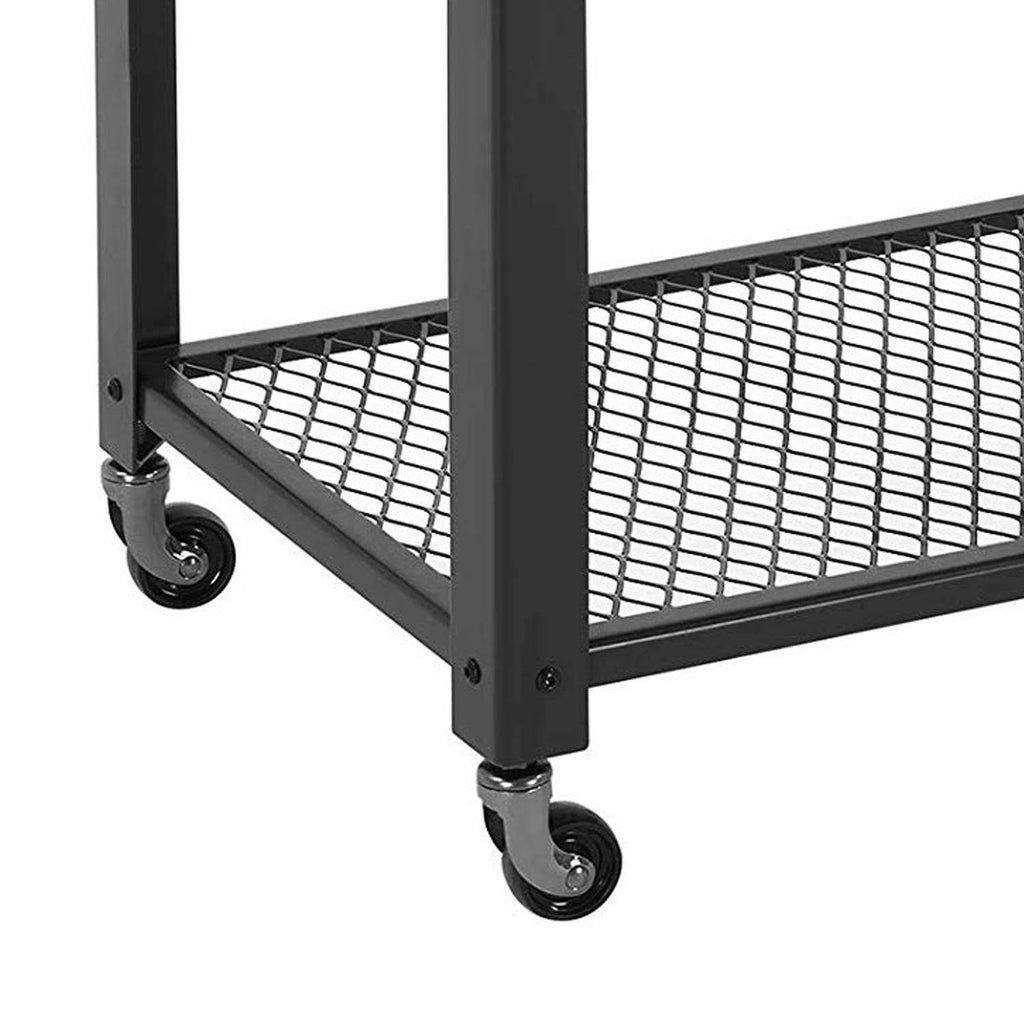 3 Tier Wooden Serving Cart with 2 Mesh Shelves Black and Brown I66520