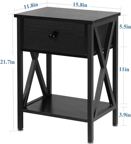 Dark Black End Side Table with Cabinet I551218