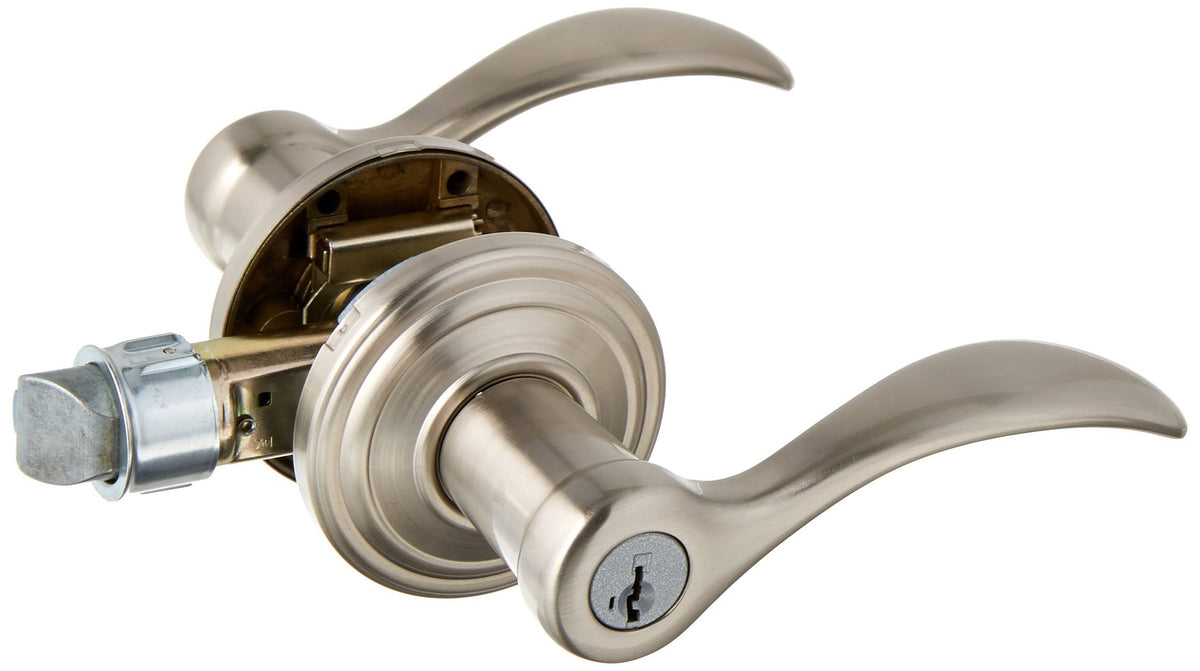 Satin Nickel Keyed Entry Lever Handle D11242