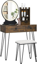 Rustic Brown Vanity Table with Mirror N142