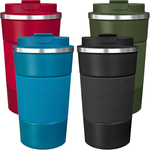4 Pack 17oz Insulated Stainless Steel Coffee Mug with Lid A612