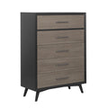 1pc Two-Tone Chest of Drawers Walnut Veneer Tapered Legs B899