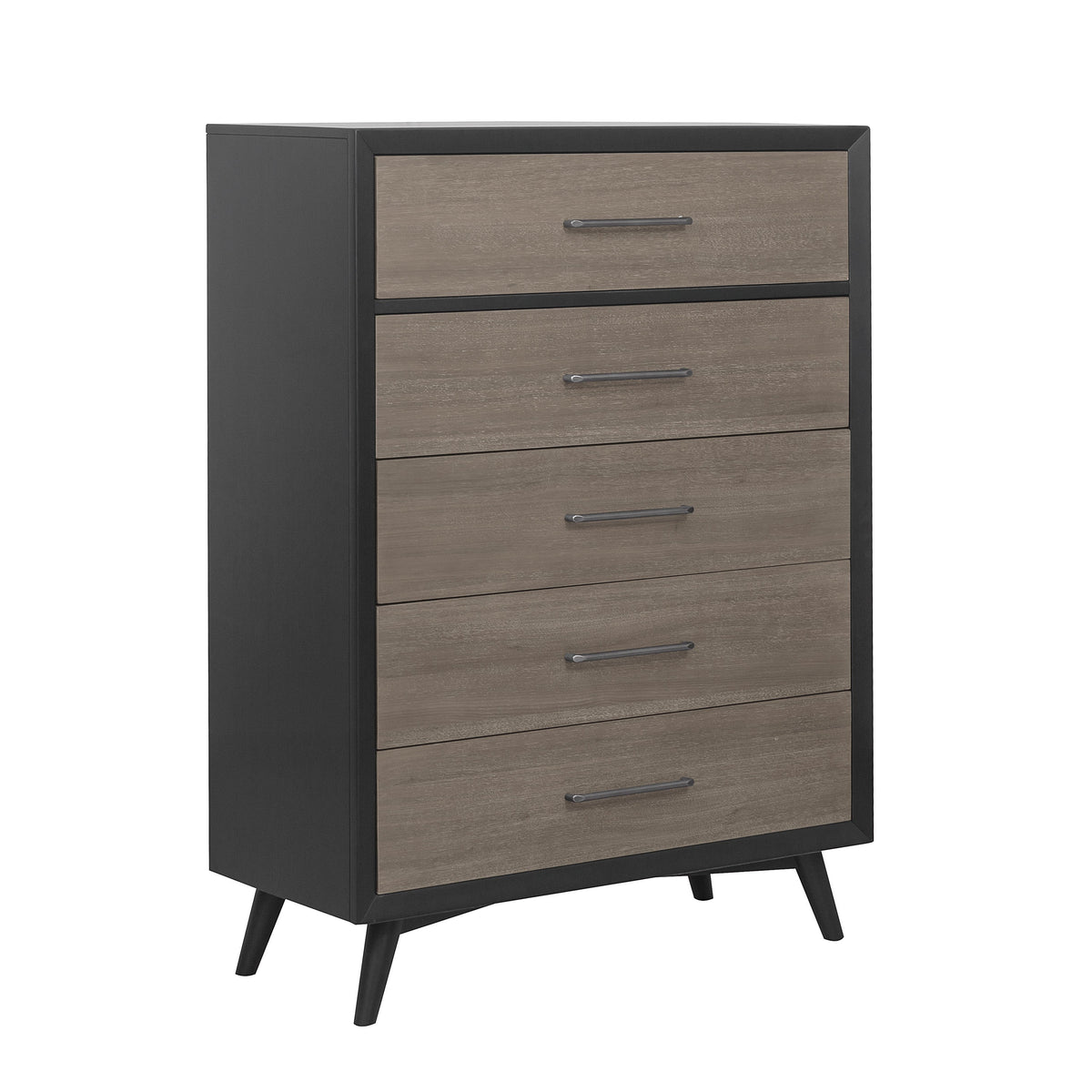 1pc Two-Tone Chest of Drawers Walnut Veneer Tapered Legs B899