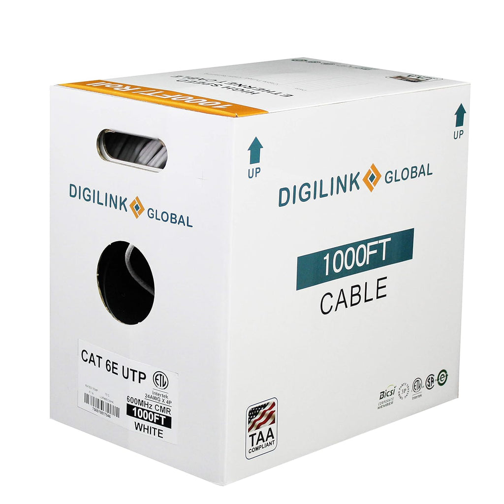 Cat6e Riser 1000ft UTP 24AWG Solid Bare Copper Blue Ethernet Cable K8595