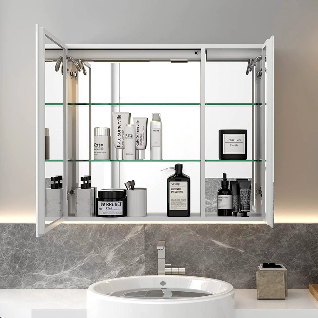 White LED Bathroom Mirror Cabinet K1487