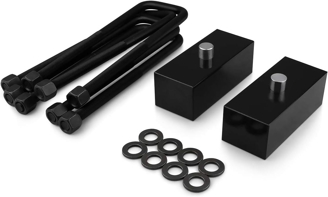 Front 2" Rear Leveling Lift Kit Adjustable Torsion Keys + Rear Blocks + U-bolts + Shock Extenders Fits 2011-2019 Chevy Silverado GMC Sierra 2500HD 3500HD 4WD L51075