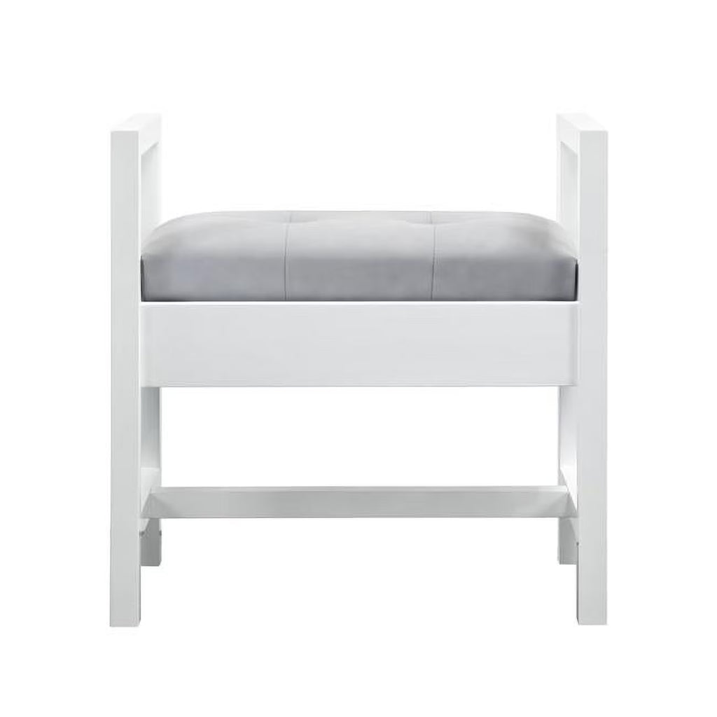 Upholstered Bench, Glossy White V747597