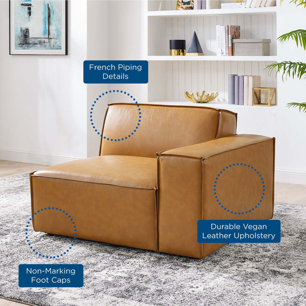 Tan Vegan Leather Left-Arm Sectional Sofa Chair A31680