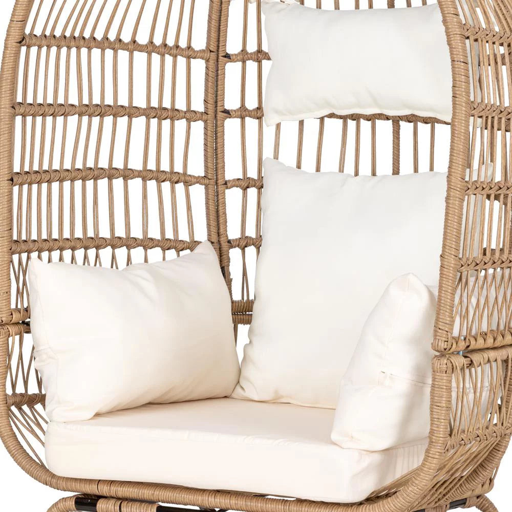 Navy Blue Rattan Wicker Oversize Patio Chair with Cushion E1954