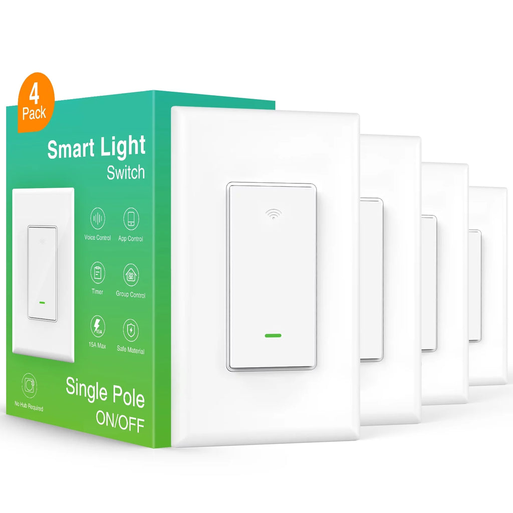White Smart Light Switch, 15A, 4 Pack O85221
