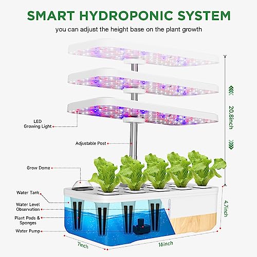 12Pods Indoor Hydroponic Growing System with LED Grow Light E5630