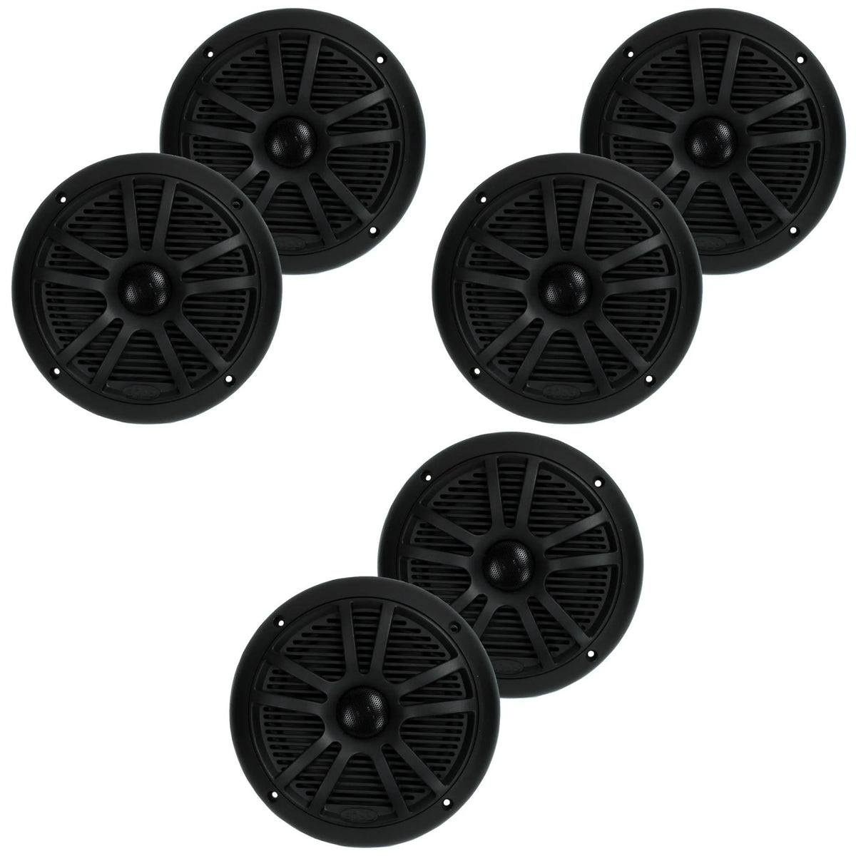 6.5 Inch Black Marine Audio Speakers (6 Pack) E943