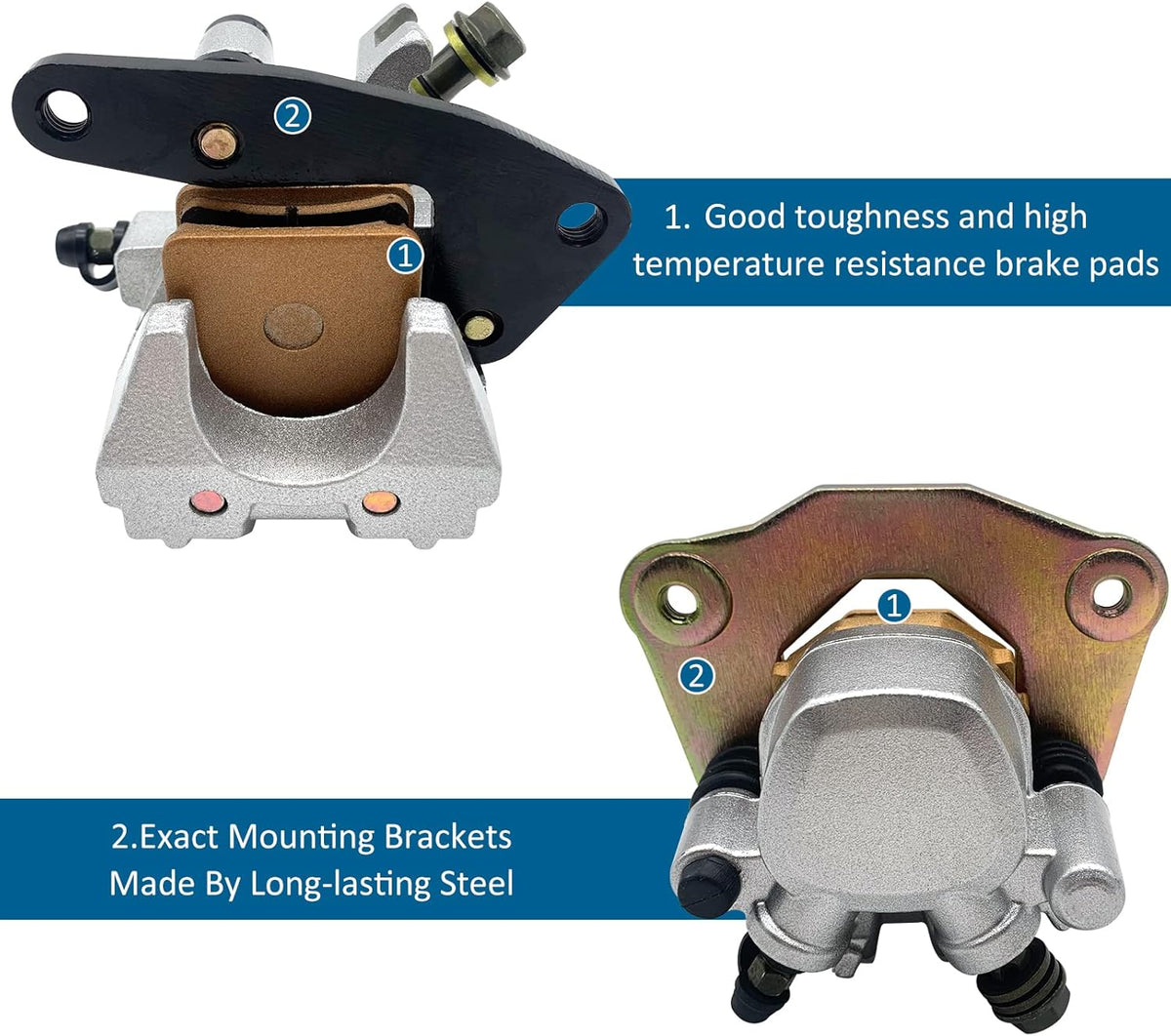 Front Left Right & Rear Brake Calipers for Suzuki Vinson 500 LT-A500F/LT-F500F 2003-2007 Pack of 2 Z76075