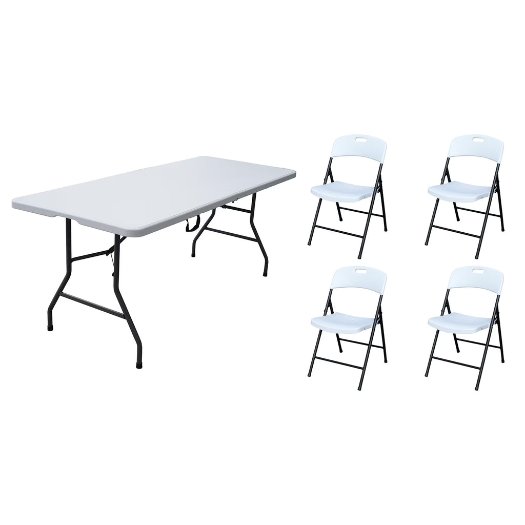 6' Folding Banquet Table & Folding Chairs (4 Pack) X6313