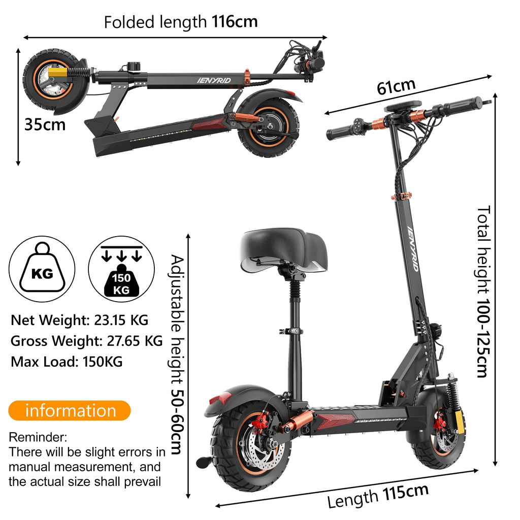 800W Electric Scooter with Removable Seat, 10" Off-road Pneumatic Tires, 330lbs Weight Limit Black Q465944