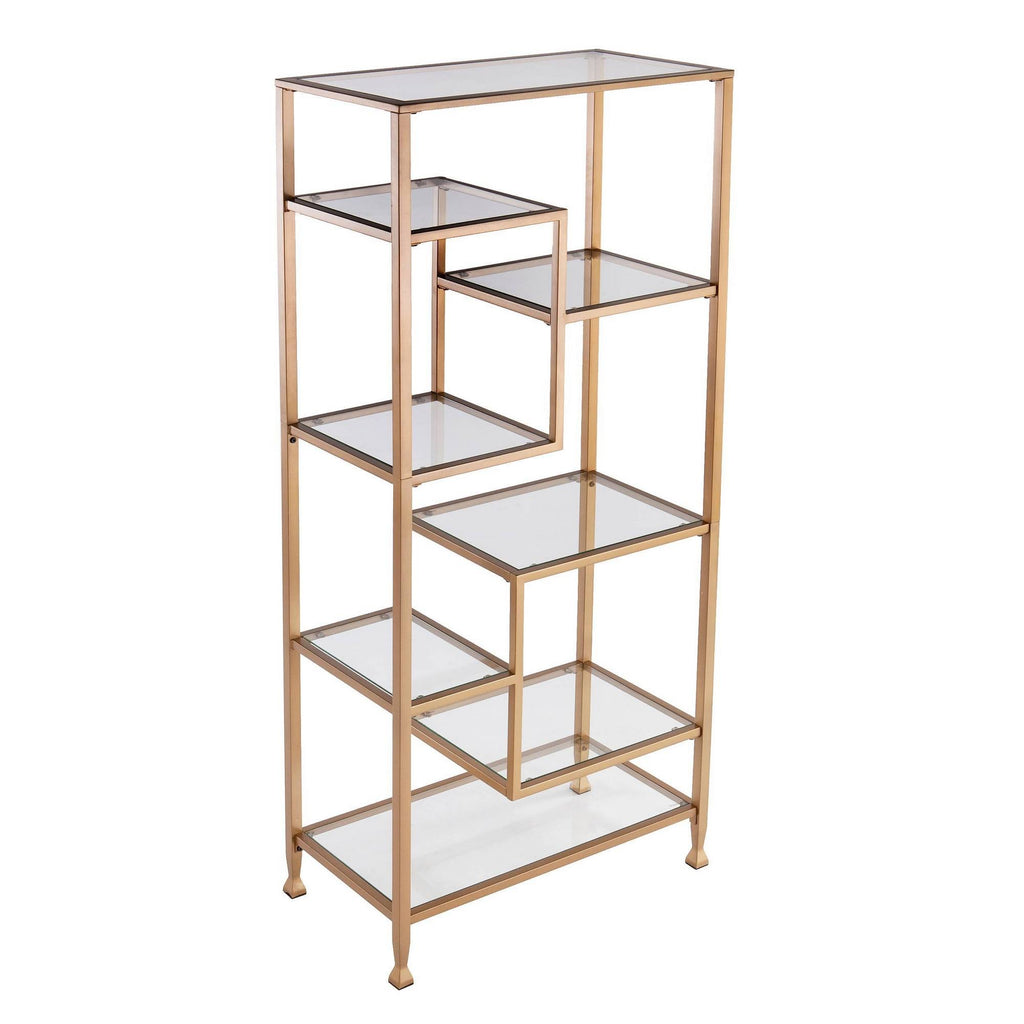Gold Metal Glass Etagere Bookcase O540163