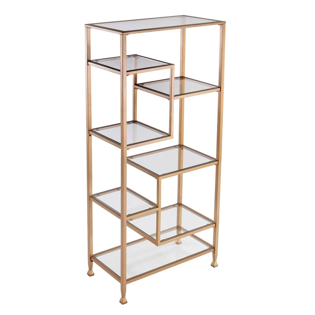 Gold Metal Glass Etagere Bookcase O540163
