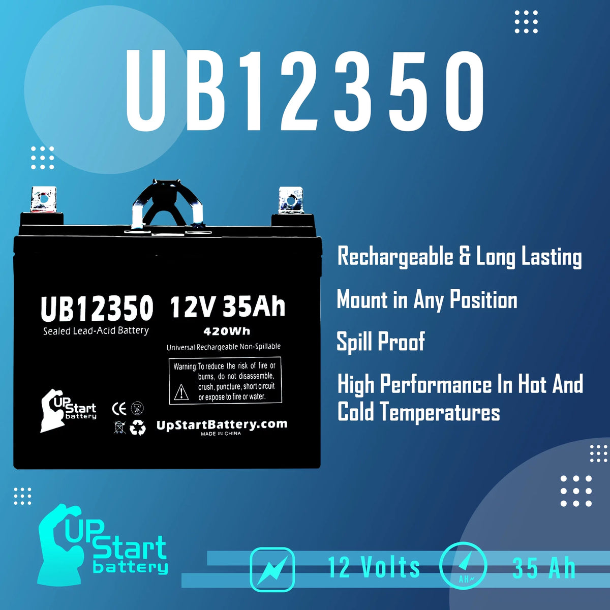12V 35Ah AGM SLA Sealed Lead Acid Battery V5326