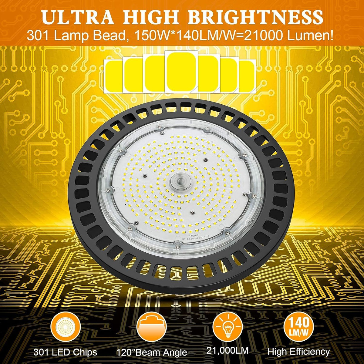 150W LED High Bay Light 5000K Pack of 2 F987