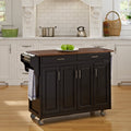 Black Finish with Cherry Top Solid Wood Kitchen Cart O95941
