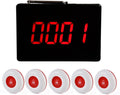 Wireless Calling System with 5 PCS Waterproof Call Buttons and 1PC Display Receiver W840347