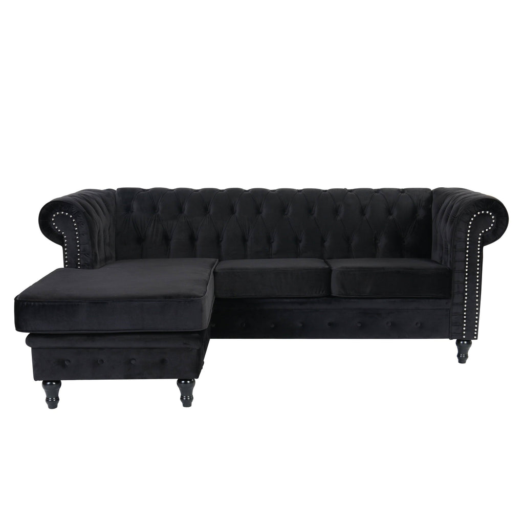 Red Velvet Rolled Arm Sofa with Ottoman B83221