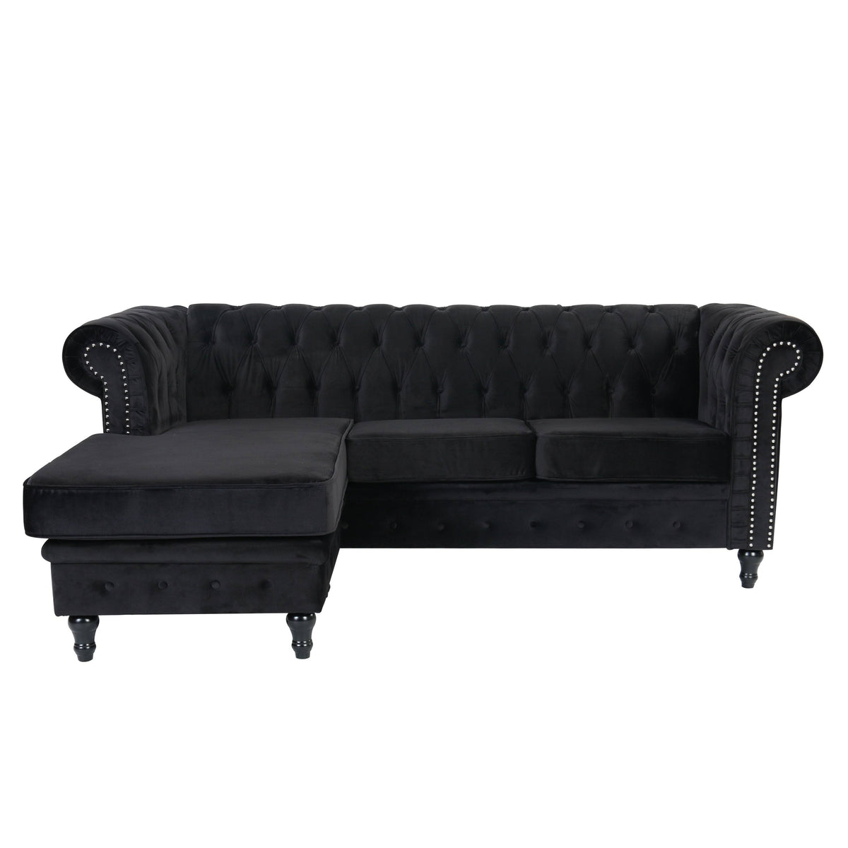 Red Velvet Rolled Arm Sofa with Ottoman B83221