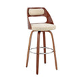 Cream and Brown 26 inch Leatherette Barstool with Cut Out Back N13962
