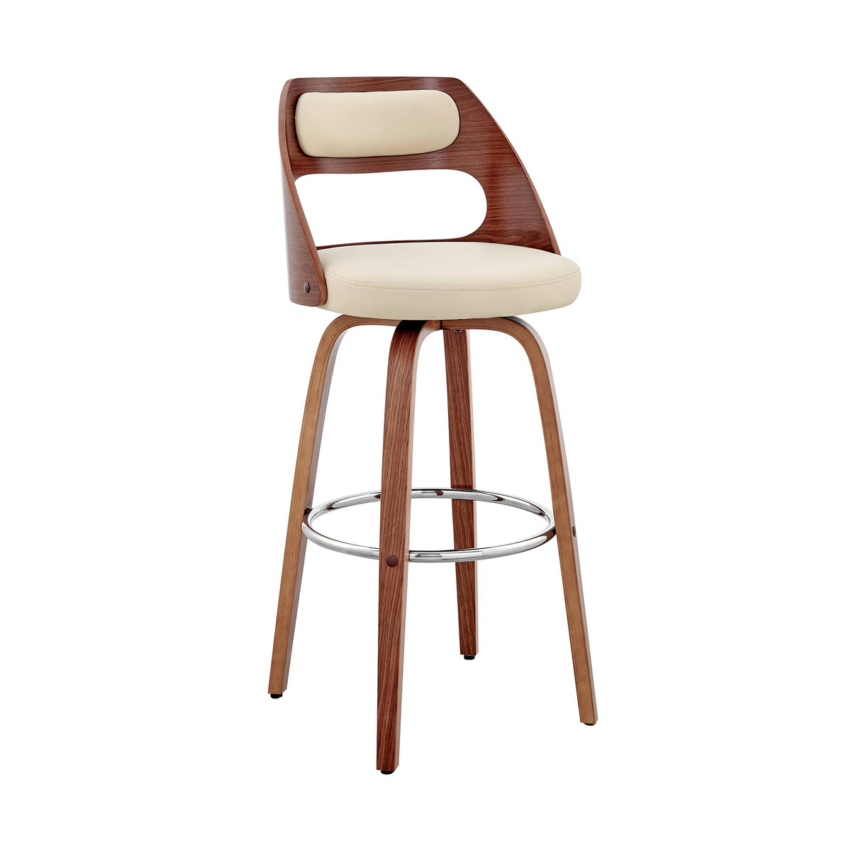 Cream and Brown 26 inch Leatherette Barstool with Cut Out Back N13962