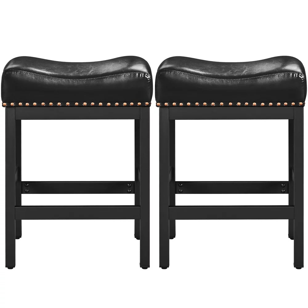 Set of 2 Black Faux Leather Bar Stools E52348