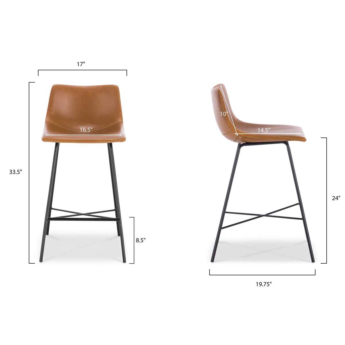 Brown Poly & Bark Counter Stool Set of 3 S3310
