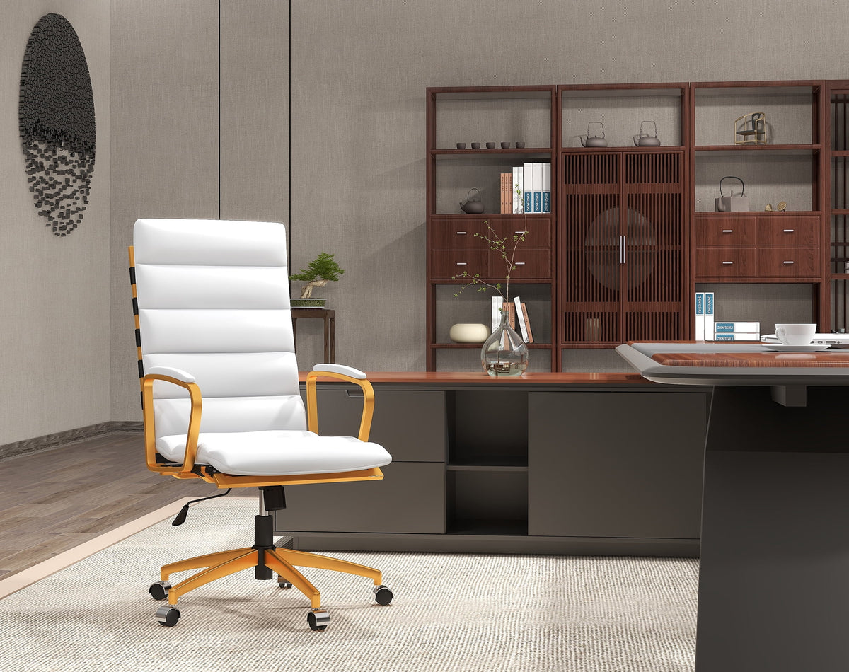 High Back Executive Office Chair with Armrest Adjustable Swivel Chair in Vegan Leather Z139218