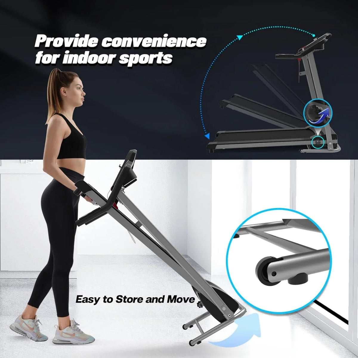 Folding Incline Electric Treadmill Black D42064