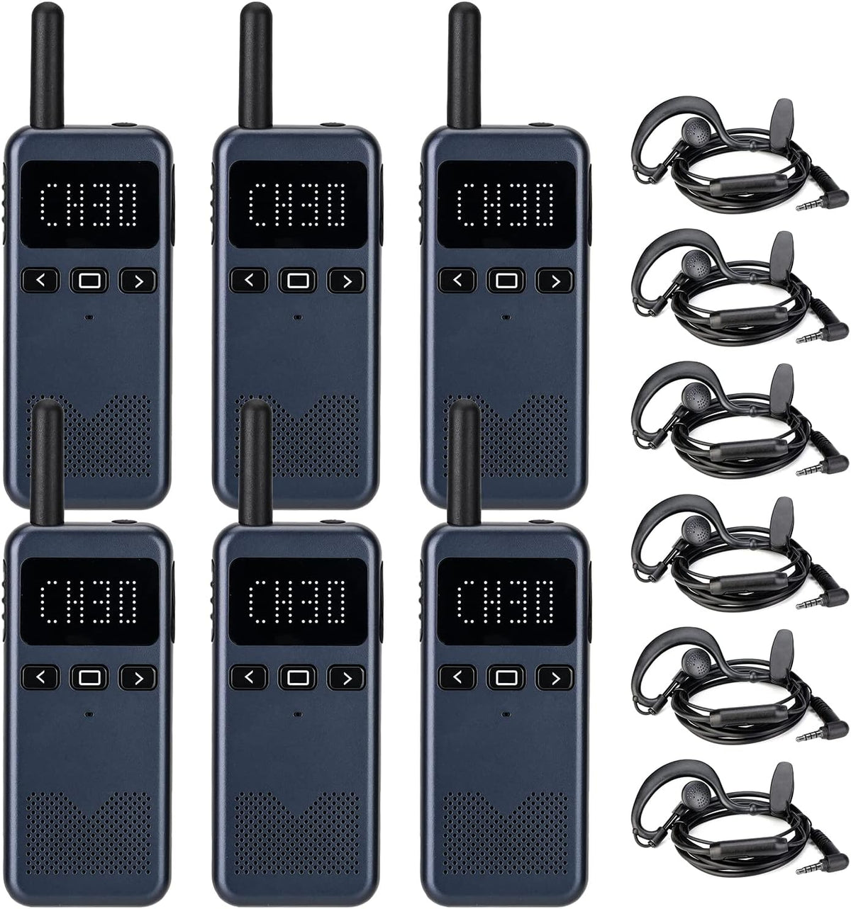 GMRS 2 Way Radio with Earpiece, 6 Pack, 2000mAh Battery V95153