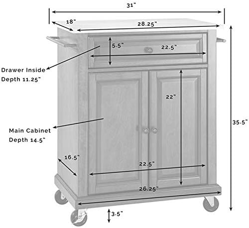 White Wood Top Kitchen Cart Z56442