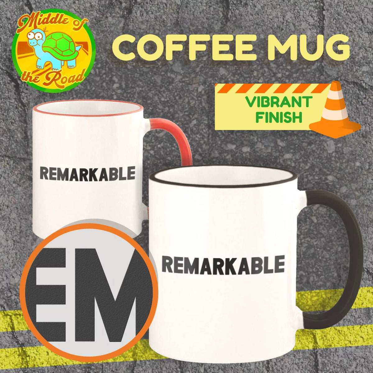 11oz Colored Handle and Rim Coffee Mug J993
