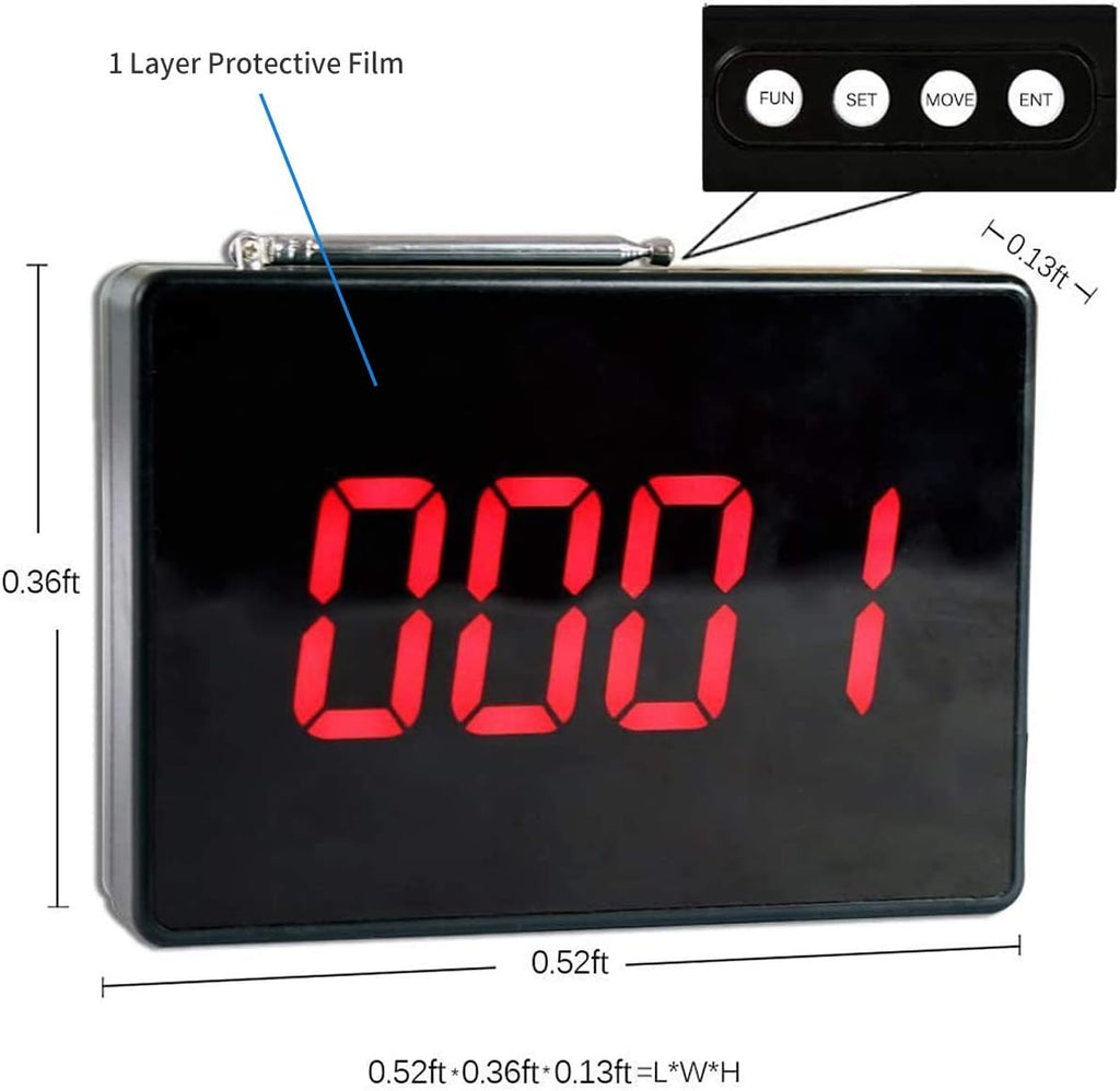 Wireless Calling System with 5 PCS Waterproof Call Buttons and 1PC Display Receiver W840347